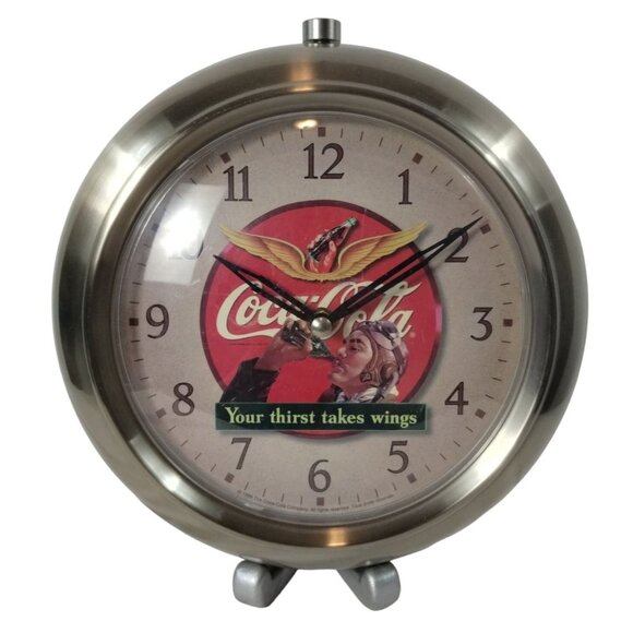 Coca-Cola Your Thirst Takes Wings Retro Style Wall Clock Battery Operated - Picture 1 of 7